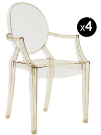 Louis Ghost stackable armchair - Set of 4 transparent yellow Kartell Philippe Starck 1