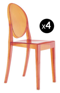 Victoria Ghost Stackable Chair - Set of 4 Orange Kartell Philippe Starck 1