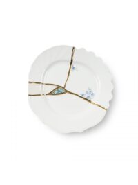 Kintsugi Dessert Plate Blue Motifs White | Multicolor | Gold Seletti Marcantonio Raimondi Malerba